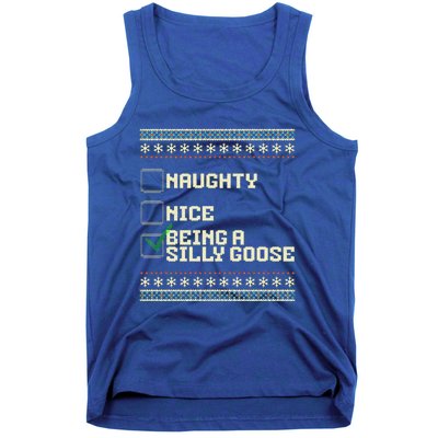 Naughty Nice Being A Silly Goose Funny Ugly Christmas Xmas  Tank Top