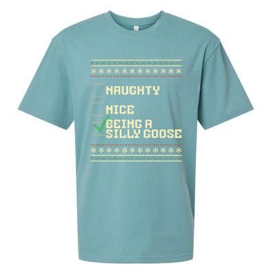 Naughty Nice Being A Silly Goose Funny Ugly Christmas Xmas  Sueded Cloud Jersey T-Shirt