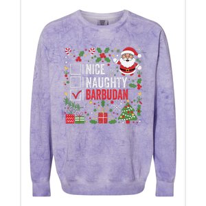 Nice Naughty Barbudan Christmas Santa Antigua And Barbuda Colorblast Crewneck Sweatshirt