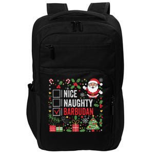 Nice Naughty Barbudan Christmas Santa Antigua And Barbuda Impact Tech Backpack