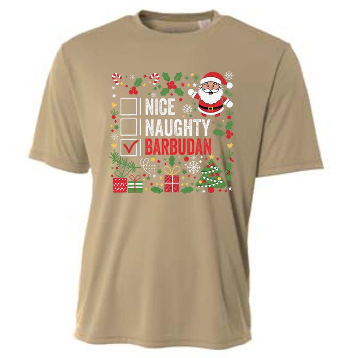 Nice Naughty Barbudan Christmas Santa Antigua And Barbuda Cooling Performance Crew T-Shirt