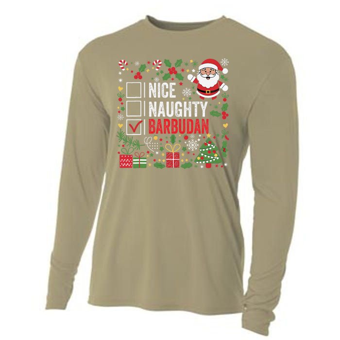 Nice Naughty Barbudan Christmas Santa Antigua And Barbuda Cooling Performance Long Sleeve Crew