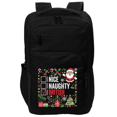 Nice Naughty British Christmas Santa Claus United Kingdom Great Gift Impact Tech Backpack