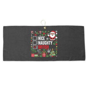 Nice Naughty British Christmas Santa Claus United Kingdom Great Gift Large Microfiber Waffle Golf Towel