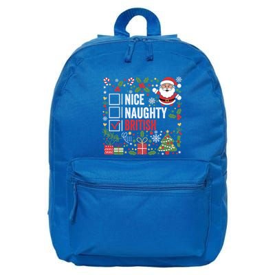 Nice Naughty British Christmas Santa Claus United Kingdom Great Gift 16 in Basic Backpack