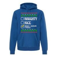 Nice Naughty Bruh I Swear I Tried Xmas Santa List Gift Premium Hoodie