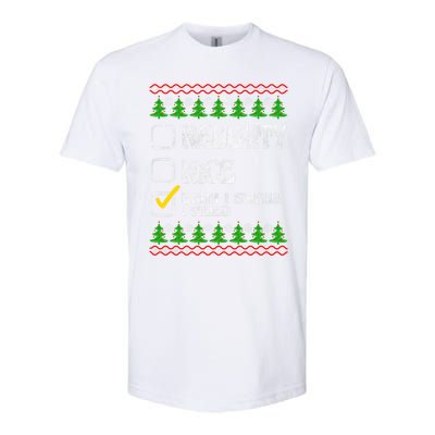 Nice Naughty Bruh I Swear I Tried Xmas Santa List Gift Softstyle CVC T-Shirt