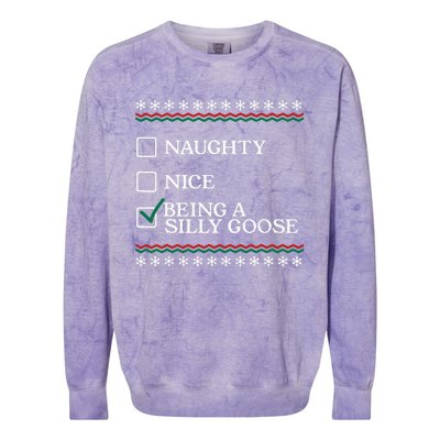 Naughty Nice Being A Silly Goose Funny Christmas Xmas  Colorblast Crewneck Sweatshirt