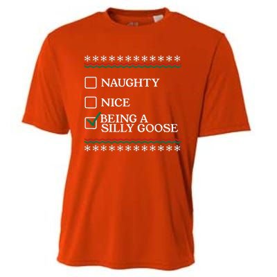 Naughty Nice Being A Silly Goose Funny Christmas Xmas  Cooling Performance Crew T-Shirt