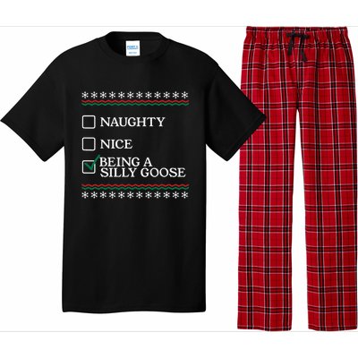 Naughty Nice Being A Silly Goose Funny Christmas Xmas  Pajama Set