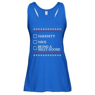 Naughty Nice Being A Silly Goose Funny Christmas Xmas  Ladies Essential Flowy Tank