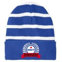 Nbct National Board Certified Teacher Appreciation School Gift Striped Beanie with Solid Band