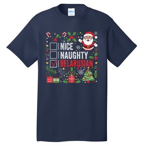 Nice Naughty Belarusian Christmas Santa Claus Belarus Tall T-Shirt