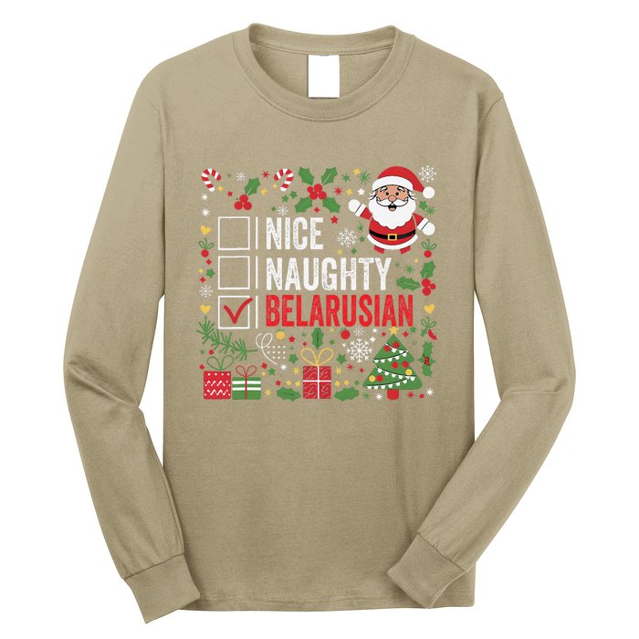 Nice Naughty Belarusian Christmas Santa Claus Belarus Long Sleeve Shirt