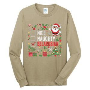 Nice Naughty Belarusian Christmas Santa Claus Belarus Tall Long Sleeve T-Shirt