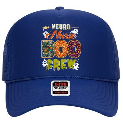 Neuro Nurse Boo Crew Rn Squad Halloween Matching Fun Cool Gift High Crown Mesh Back Trucker Hat