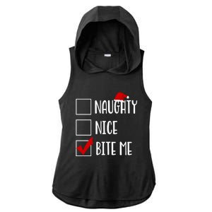 Naughty Nice Bite Me Funny Rude Sarcastic Santa Christmas Great Gift Ladies PosiCharge Tri-Blend Wicking Draft Hoodie Tank