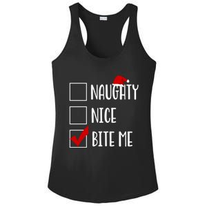 Naughty Nice Bite Me Funny Rude Sarcastic Santa Christmas Great Gift Ladies PosiCharge Competitor Racerback Tank