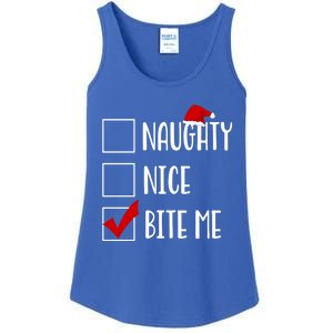 Naughty Nice Bite Me Funny Rude Sarcastic Santa Christmas Great Gift Ladies Essential Tank