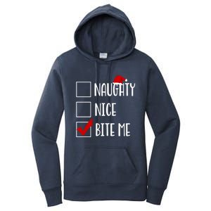 Naughty Nice Bite Me Funny Rude Sarcastic Santa Christmas Great Gift Women's Pullover Hoodie