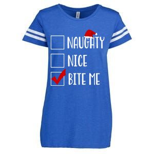 Naughty Nice Bite Me Funny Rude Sarcastic Santa Christmas Great Gift Enza Ladies Jersey Football T-Shirt