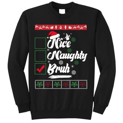 Nice Naughty Bruh Funny Christmas Santa Sweatshirt