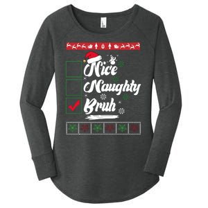 Nice Naughty Bruh Funny Christmas Santa Women's Perfect Tri Tunic Long Sleeve Shirt