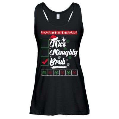 Nice Naughty Bruh Funny Christmas Santa Ladies Essential Flowy Tank