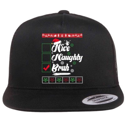 Nice Naughty Bruh Funny Christmas Santa Flatbill Hat