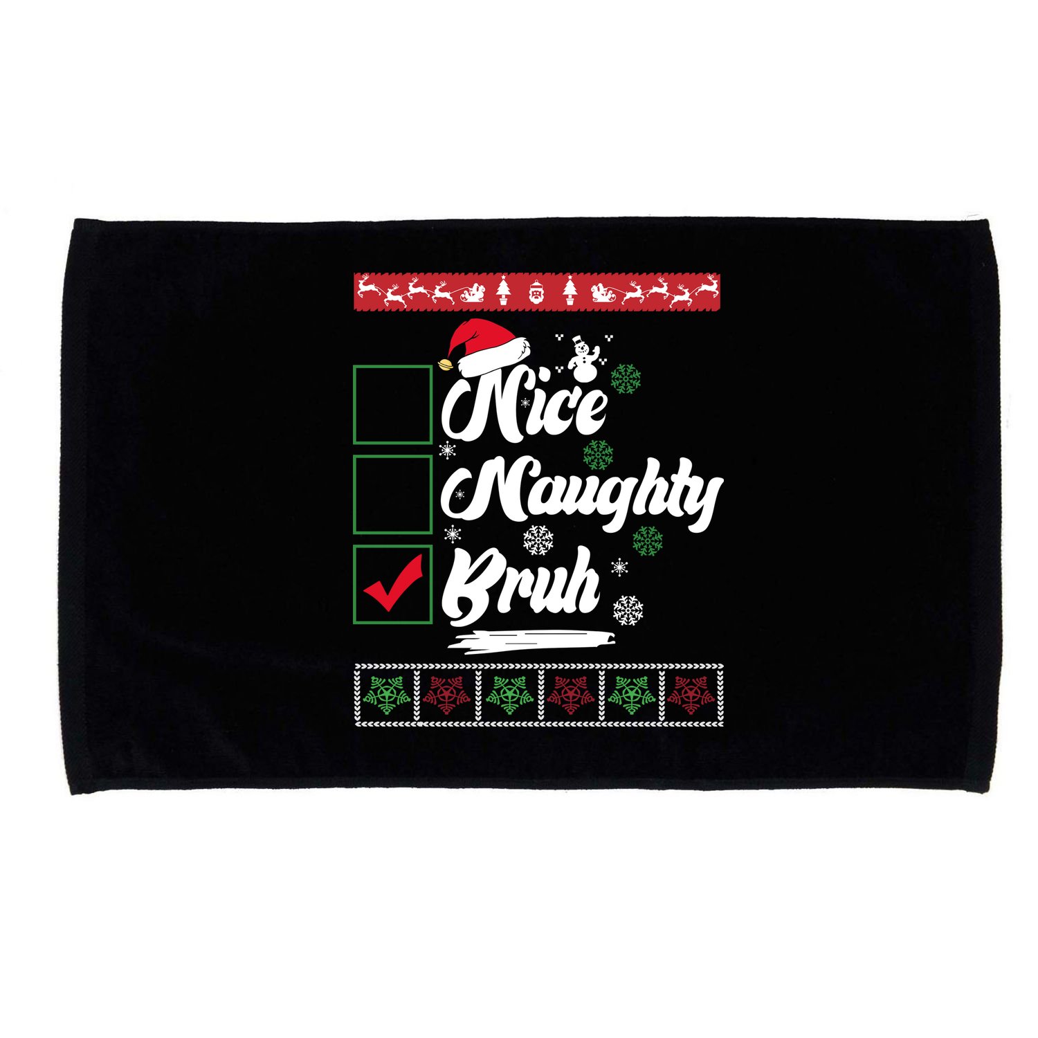 Nice Naughty Bruh Funny Christmas Santa Microfiber Hand Towel