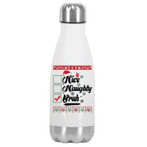 Nice Naughty Bruh Funny Christmas Santa Stainless Steel Insulated Water Bottle