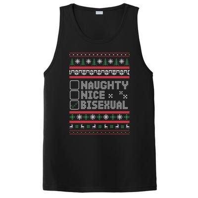 Naught Nice Bisexual Pride Funny Ugly Christmas Theme Party Gift PosiCharge Competitor Tank