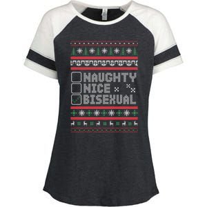 Naught Nice Bisexual Pride Funny Ugly Christmas Theme Party Gift Enza Ladies Jersey Colorblock Tee