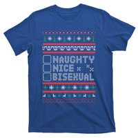 Naught Nice Bisexual Pride Funny Ugly Christmas Theme Party Gift T-Shirt