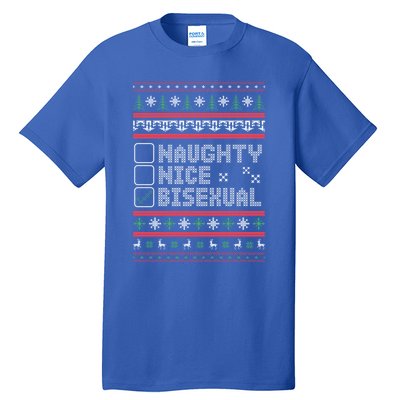 Naught Nice Bisexual Pride Funny Ugly Christmas Theme Party Gift Tall T-Shirt