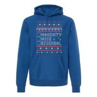 Naught Nice Bisexual Pride Funny Ugly Christmas Theme Party Gift Premium Hoodie