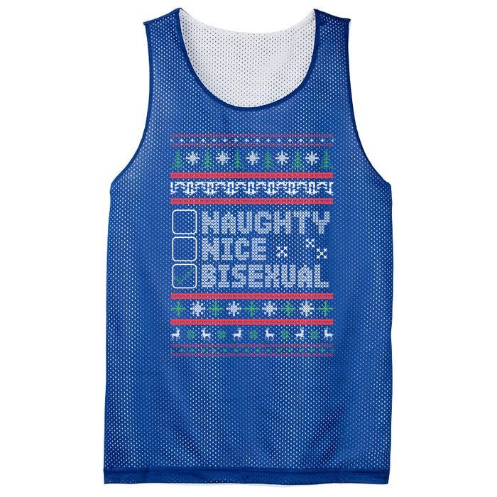 Naught Nice Bisexual Pride Funny Ugly Christmas Theme Party Gift Mesh Reversible Basketball Jersey Tank