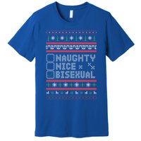 Naught Nice Bisexual Pride Funny Ugly Christmas Theme Party Gift Premium T-Shirt