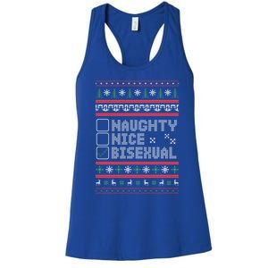 Naught Nice Bisexual Pride Funny Ugly Christmas Theme Party Gift Women's Racerback Tank