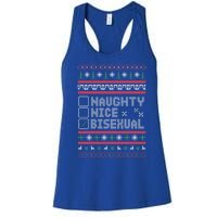 Naught Nice Bisexual Pride Funny Ugly Christmas Theme Party Gift Women's Racerback Tank