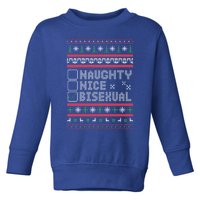 Naught Nice Bisexual Pride Funny Ugly Christmas Theme Party Gift Toddler Sweatshirt