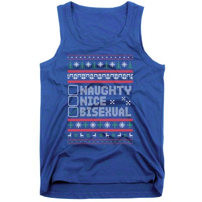 Naught Nice Bisexual Pride Funny Ugly Christmas Theme Party Gift Tank Top