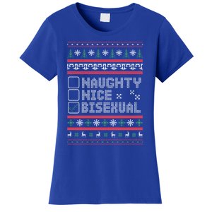 Naught Nice Bisexual Pride Funny Ugly Christmas Theme Party Gift Women's T-Shirt