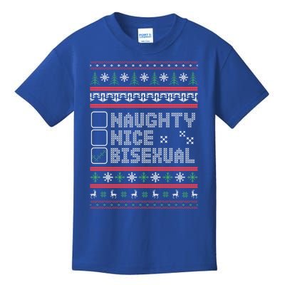 Naught Nice Bisexual Pride Funny Ugly Christmas Theme Party Gift Kids T-Shirt