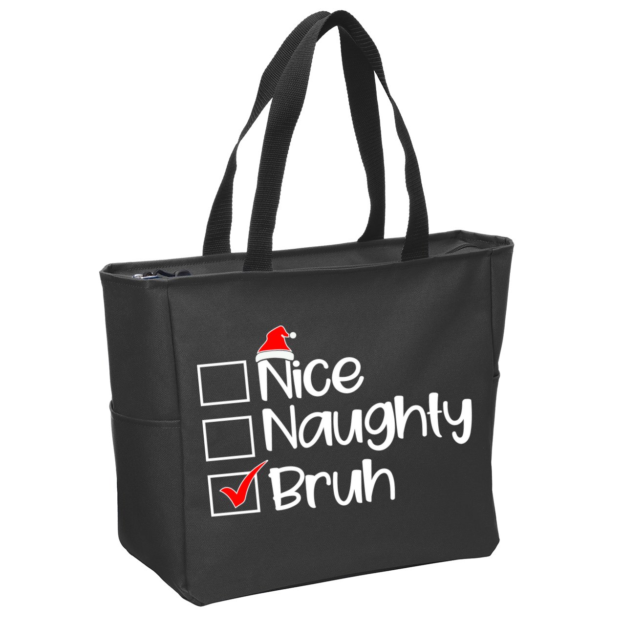 Nice Naughty Bruh Christmas Zip Tote Bag