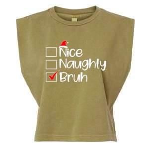 Nice Naughty Bruh Christmas Garment-Dyed Women's Muscle Tee