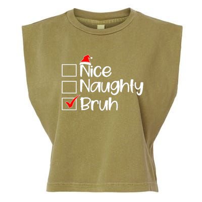 Nice Naughty Bruh Christmas Garment-Dyed Women's Muscle Tee