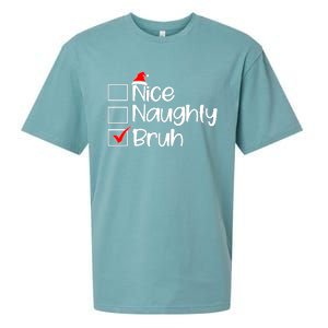 Nice Naughty Bruh Christmas Sueded Cloud Jersey T-Shirt