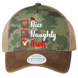 Nice Naughty Bruh Funny Matching Christmas List Santa Claus Legacy Tie Dye Trucker Hat