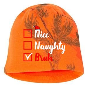 Nice Naughty Bruh Funny Matching Christmas List Santa Claus Kati - Camo Knit Beanie